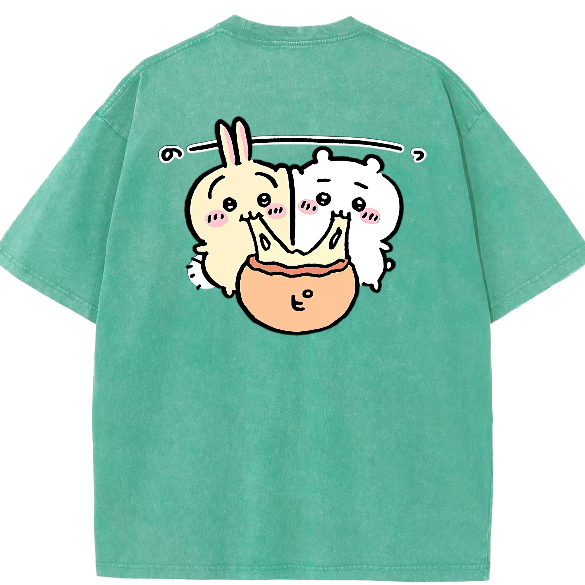 （画像用） ちいかわ うさぎ Chii-kawa usagi 綿100% ヴィンテージ風 半袖Tシャツ（背面プリント）